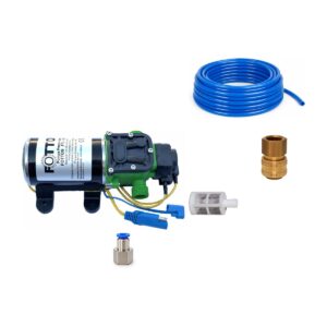 Zestaw pompowy 12 V: pompa przeponowa 6 l/min, złączka wtykowa, przewód 12/8 mm, filtr siateczkowy i szybkozłącze